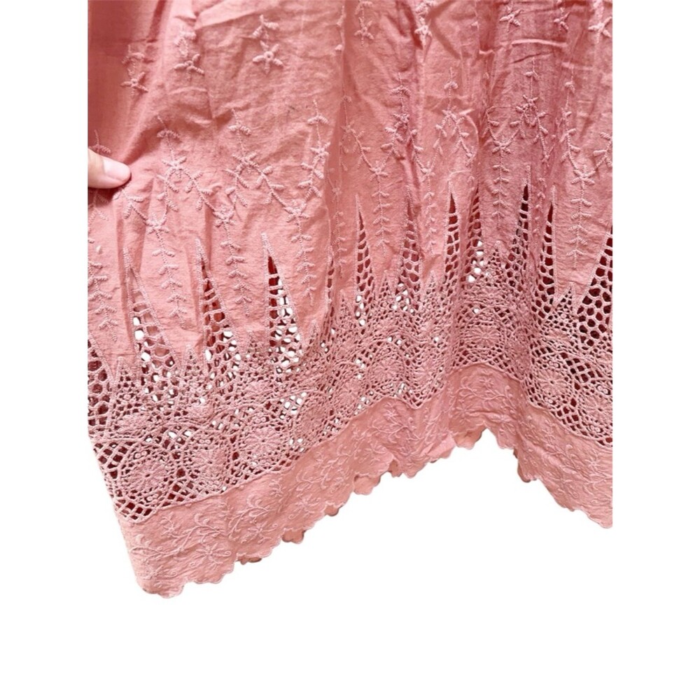 ULLA JOHNSON Savannah Dusty Rose Pink Eyelet Midi Dress Boho Style Size 2 - Picture 7 of 9